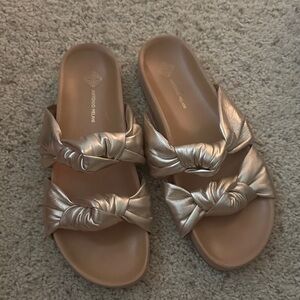 ANTONIO MELANI Metallic Gold Knotted Sandals